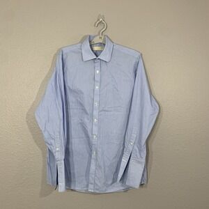 Michael Kors Mens‎ Blue Stripe Long Sleeve Button Down Shirt Size 15 1/2-32/33 M